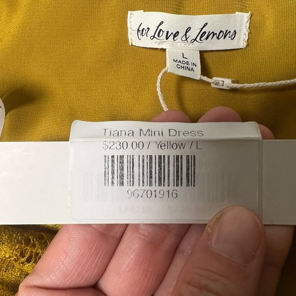 For Love And Lemons NWT Tiana one shoulder yellow lace mini dress - Picture 14 of 16